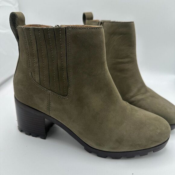 Vionic Wilma Olive Nubuck Ankle Boots Waterproof Size EU 40 / US 8.5 Chunky Heel - Picture 4 of 12